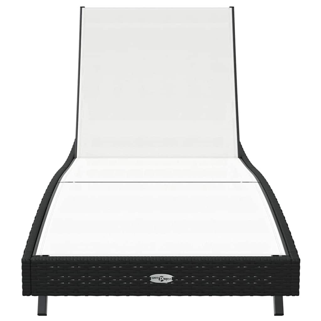 Lettino da sole Nero e Bianco 197 x 70 x 82 cm polyrattan