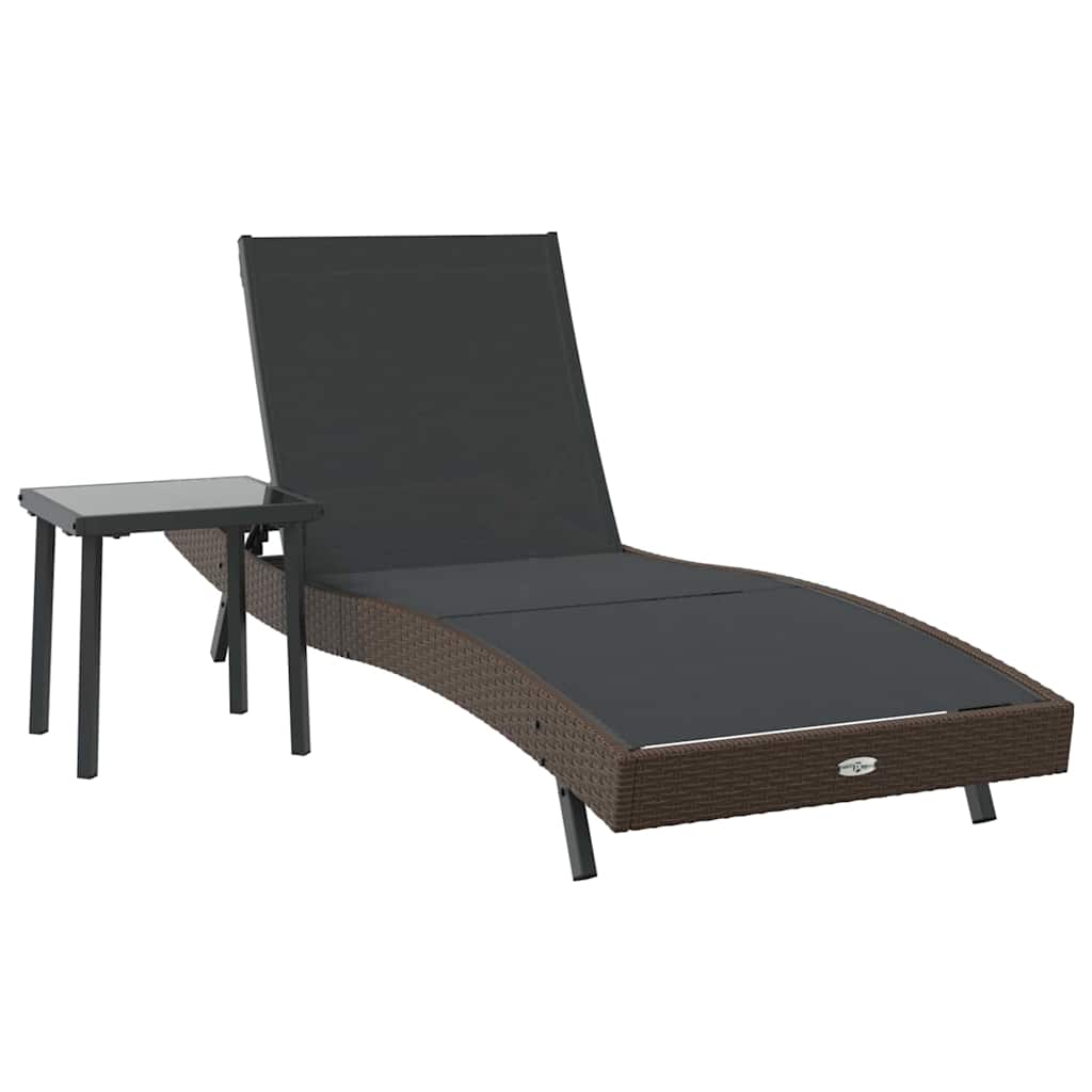 Lettino da sole 2 pcs Nero e Marrone polyrattan