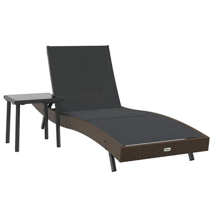 Lettino da sole 2 pcs Nero e Marrone polyrattan