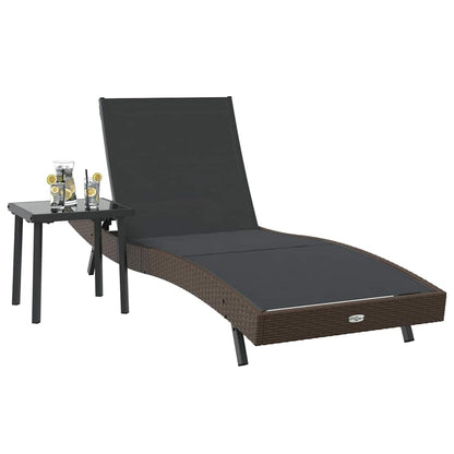 Lettino da sole 2 pcs Nero e Marrone polyrattan