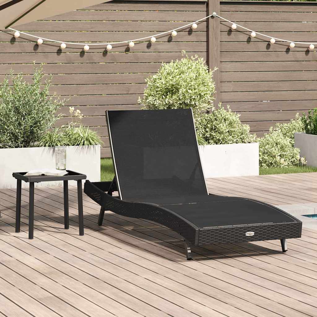 Lettino da sole 2 pcs Nero polyrattan
