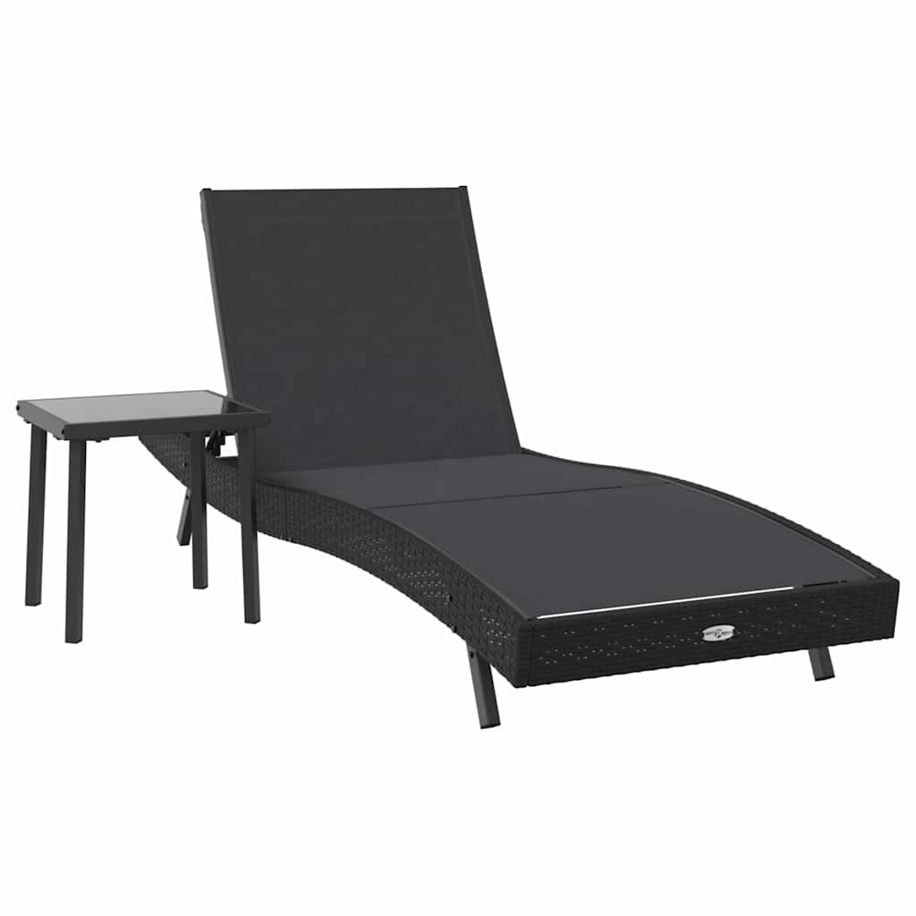 Lettino da sole 2 pcs Nero polyrattan