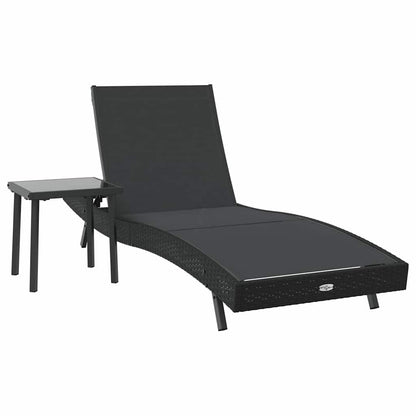 Lettino da sole 2 pcs Nero polyrattan