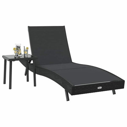 Lettino da sole 2 pcs Nero polyrattan