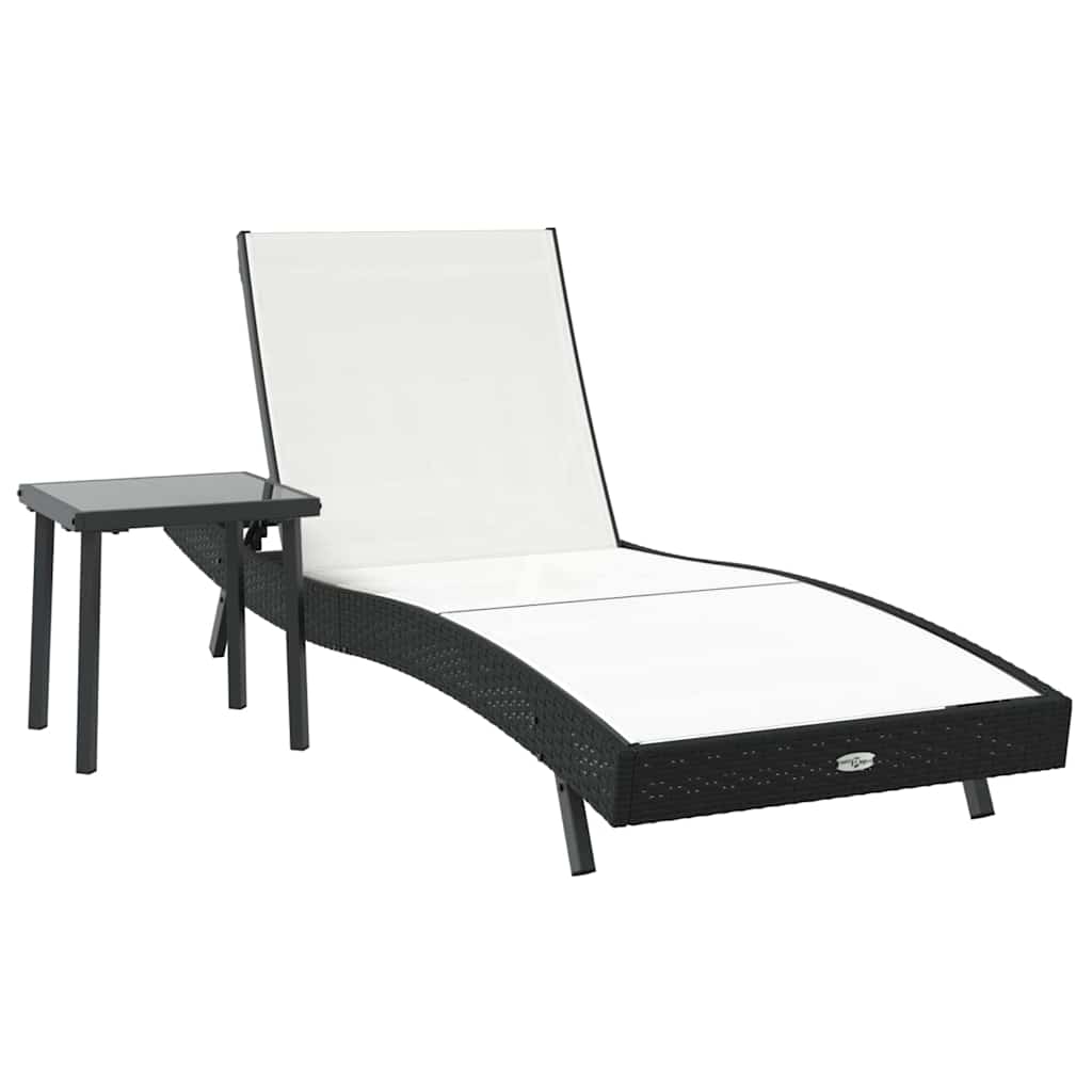 Lettino da sole 2 pcs Nero e Bianco polyrattan