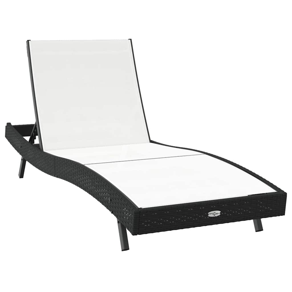 Lettino da sole 2 pcs Nero e Bianco polyrattan