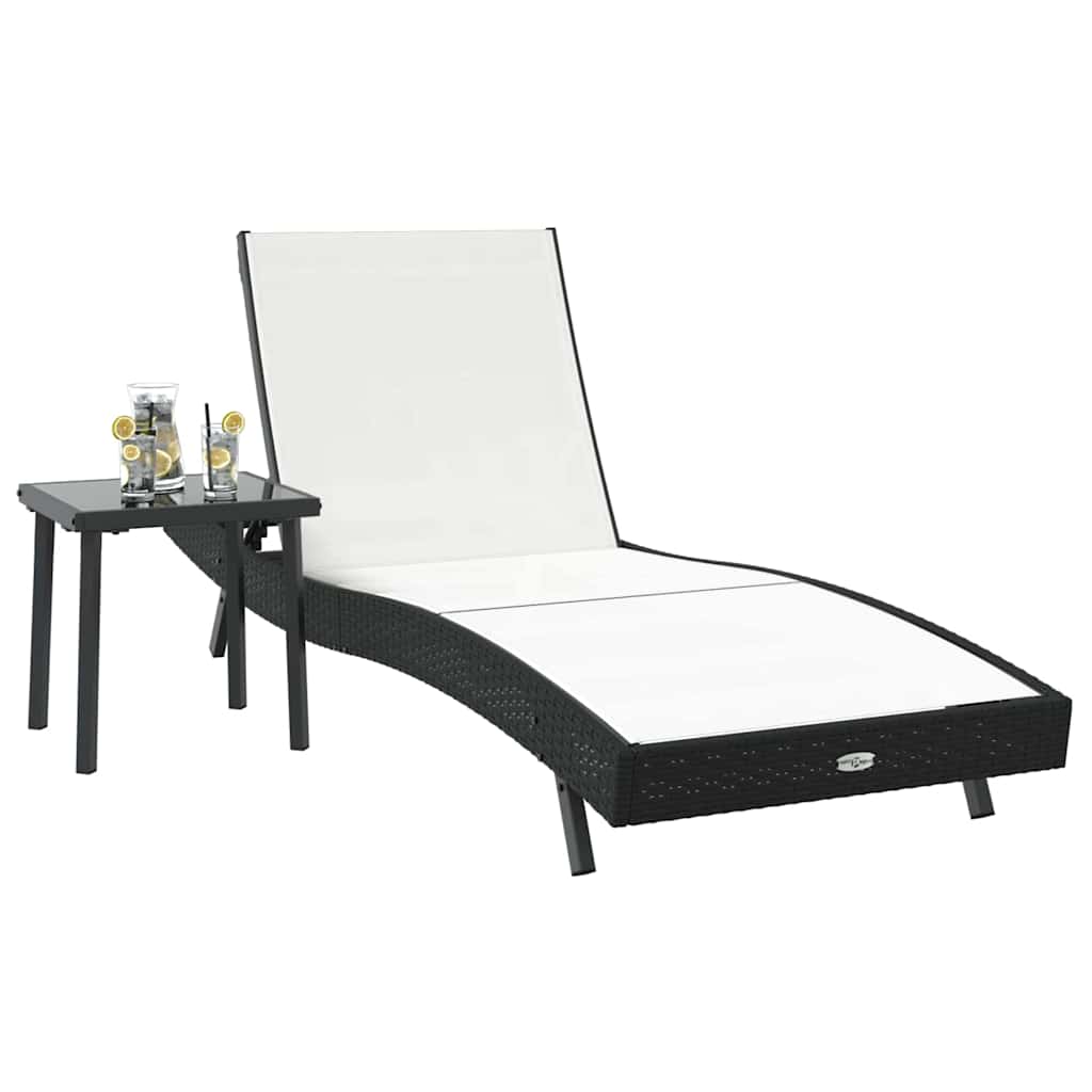 Lettino da sole 2 pcs Nero e Bianco polyrattan