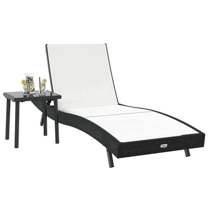 Lettino da sole 2 pcs Nero e Bianco polyrattan