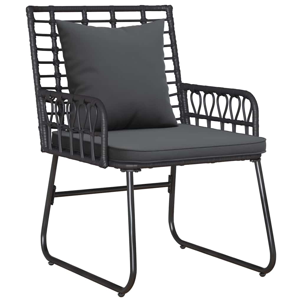 Set da Pranzo per Giardino 3 pcs Nero e antracite polyrattan