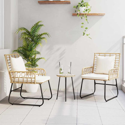 Set da Pranzo per Giardino 3 pcs Marrone e Crema polyrattan