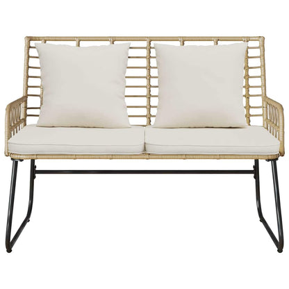 Panchina da giardino Marrone e Crema polyrattan