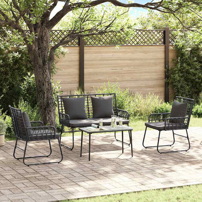 Set da Pranzo per Giardino 3 pcs Nero e antracite polyrattan