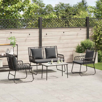 Set da Pranzo per Giardino 3 pcs Nero e antracite polyrattan