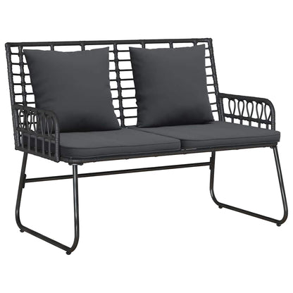 Set da Pranzo per Giardino 3 pcs Nero e antracite polyrattan