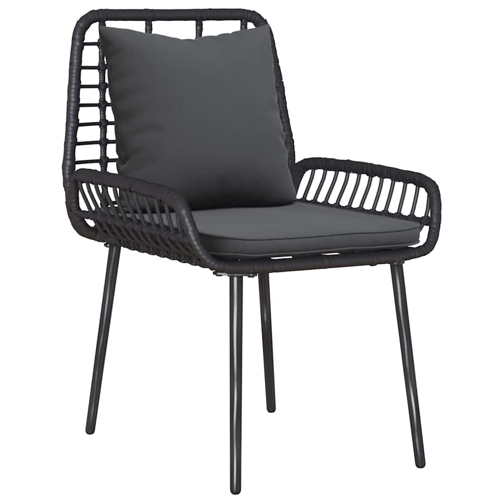 Set da Pranzo per Giardino 3 pcs Nero e antracite polyrattan