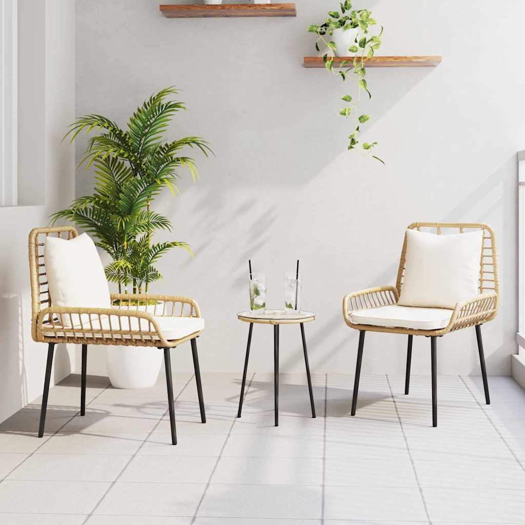 Set da Pranzo per Giardino 3 pcs Marrone e Crema polyrattan