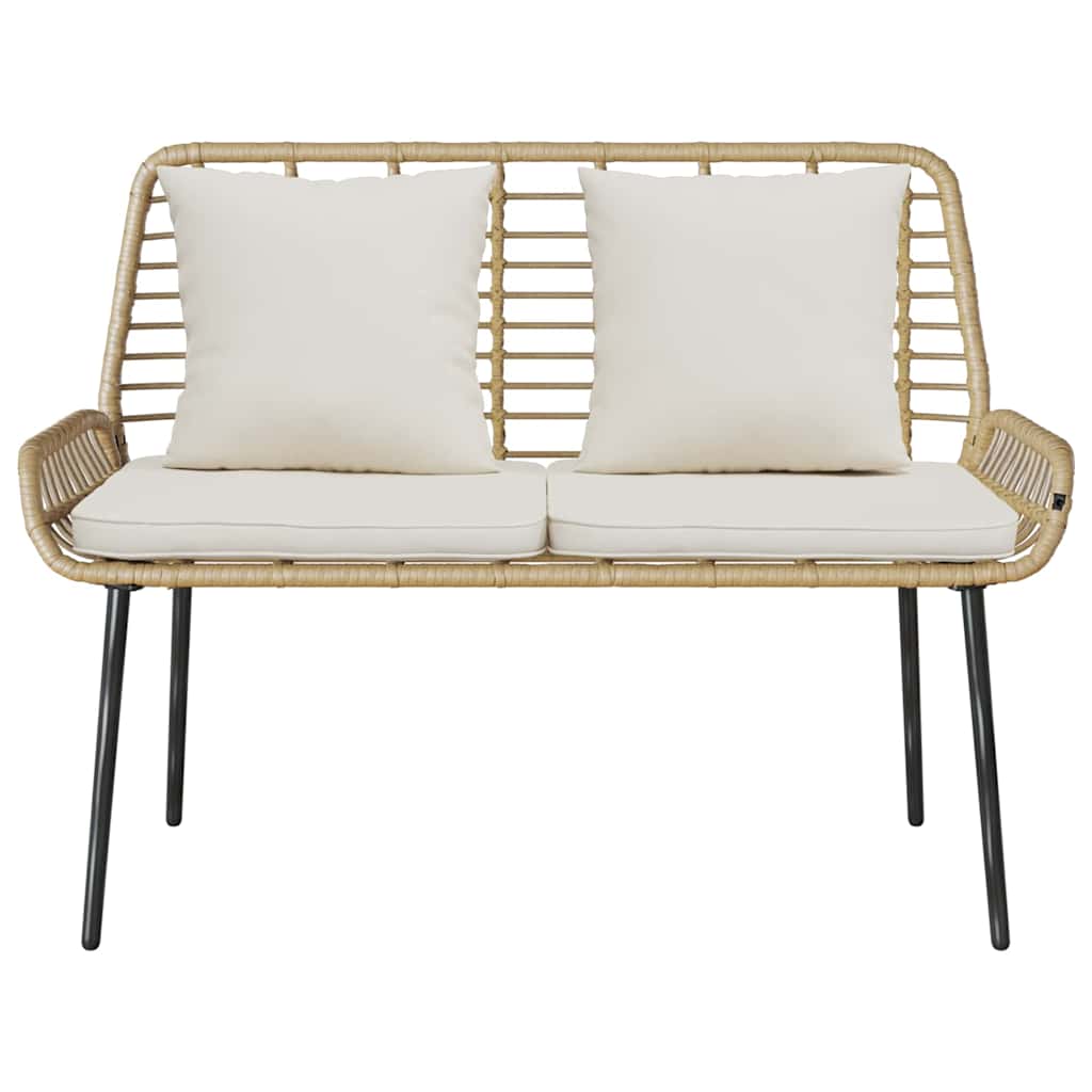 Panchina da giardino Marrone e Crema polyrattan