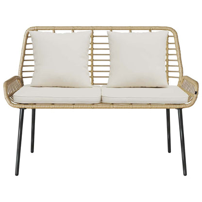 Panchina da giardino Marrone e Crema polyrattan
