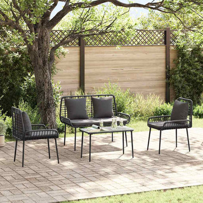Set da Pranzo per Giardino 3 pcs Nero e antracite polyrattan