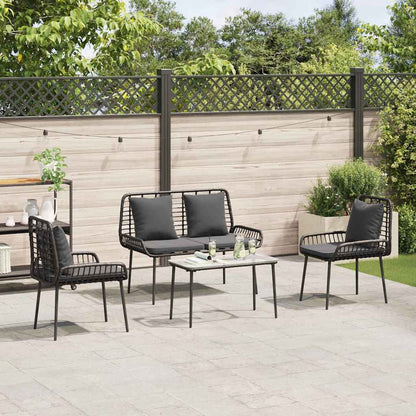 Set da Pranzo per Giardino 3 pcs Nero e antracite polyrattan