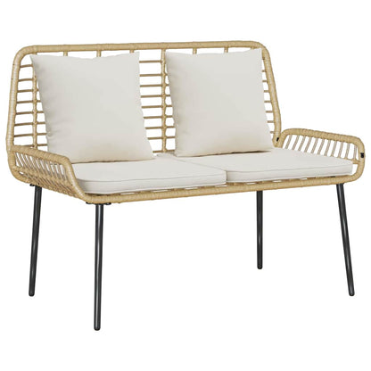 Set da Pranzo per Giardino 3 pcs Marrone e Crema polyrattan