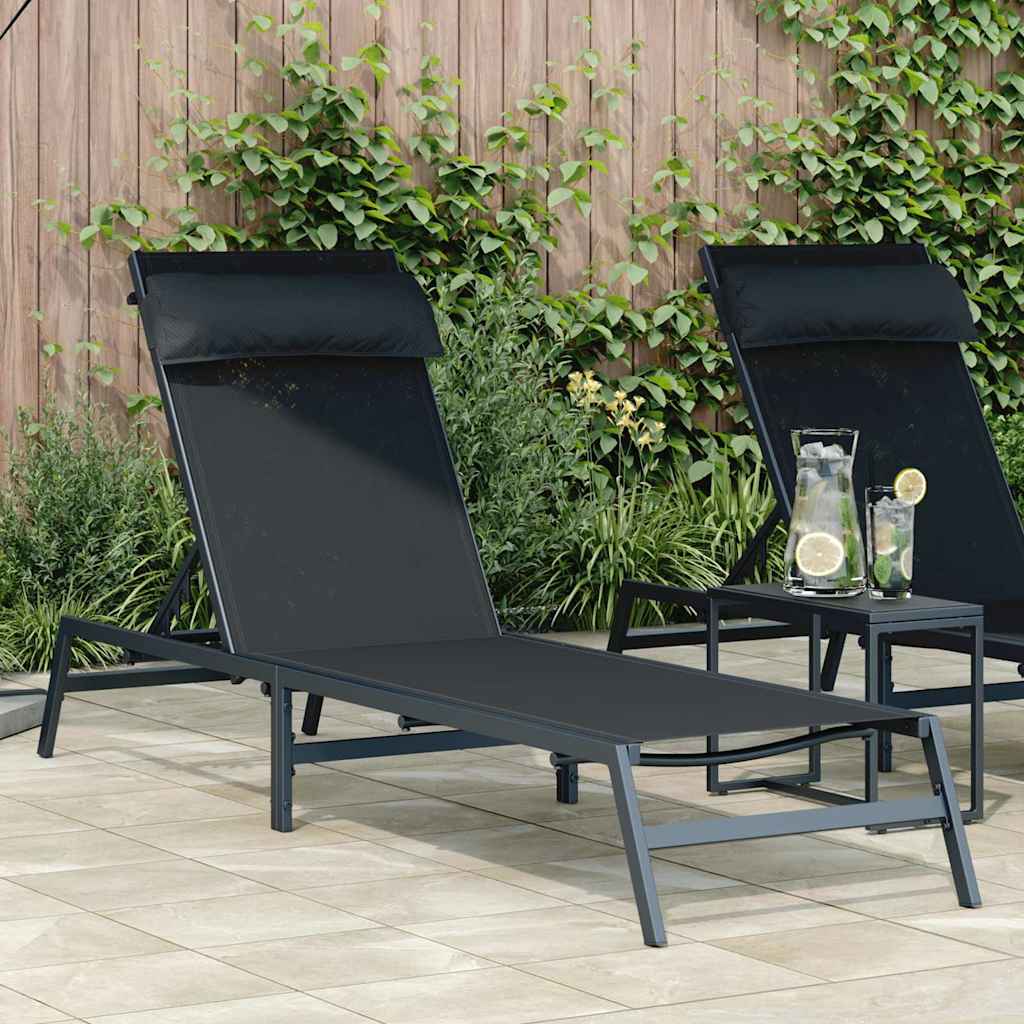 Lettino 1-persona Nero e antracite 197 x 54 x 86 cm Acciaio