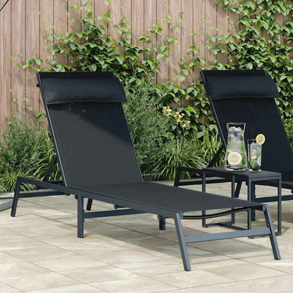 Lettino 1-persona Nero e antracite 197 x 54 x 86 cm Acciaio