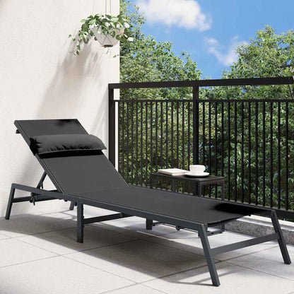 Lettino 1-persona Nero e antracite 197 x 54 x 86 cm Acciaio