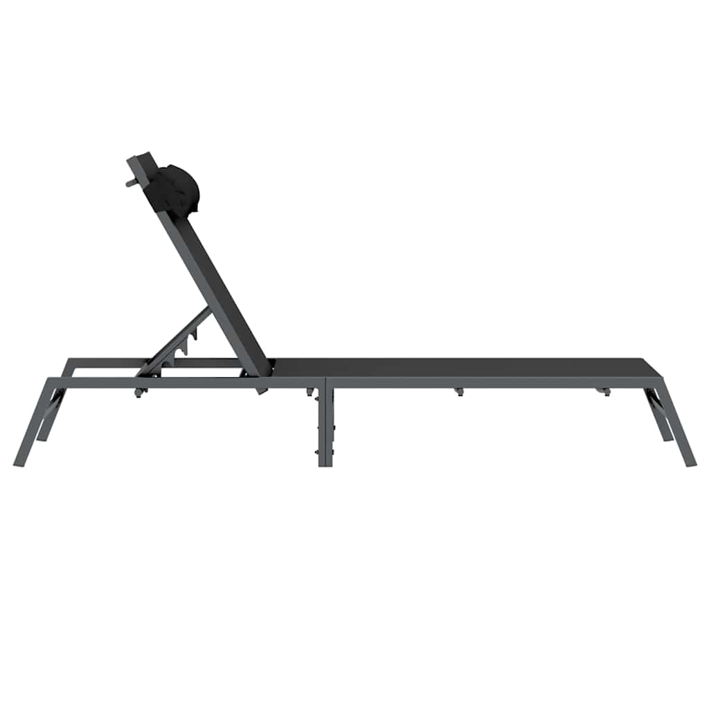 Lettino 1-persona Nero e antracite 197 x 54 x 86 cm Acciaio