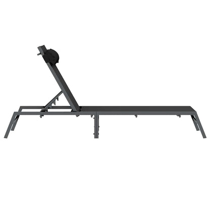 Lettino 1-persona Nero e antracite 197 x 54 x 86 cm Acciaio