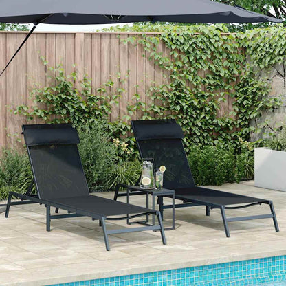 Lettini Sole 2-persona 3 pcs Nero e antracite Acciaio