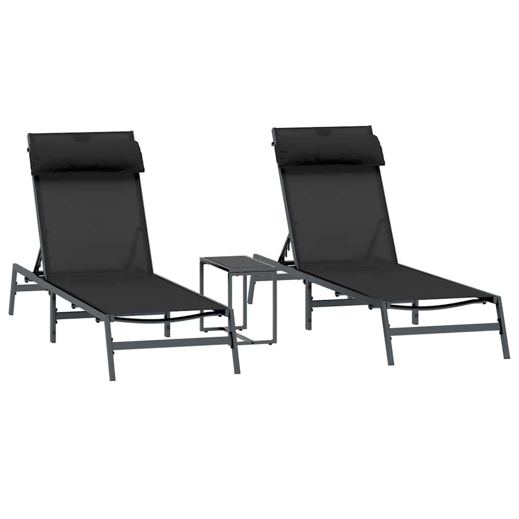Lettini Sole 2-persona 3 pcs Nero e antracite Acciaio