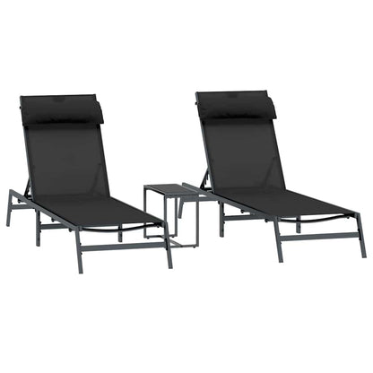 Lettini Sole 2-persona 3 pcs Nero e antracite Acciaio