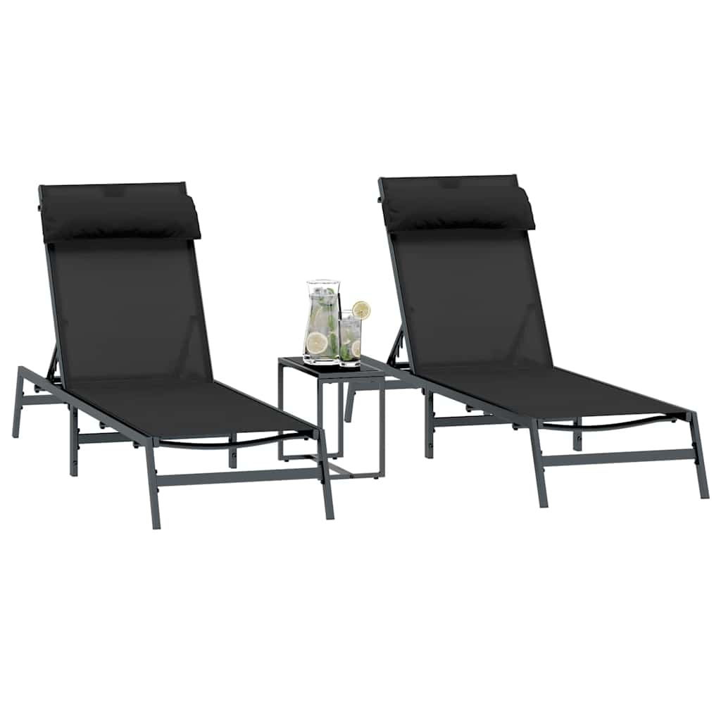 Lettini Sole 2-persona 3 pcs Nero e antracite Acciaio