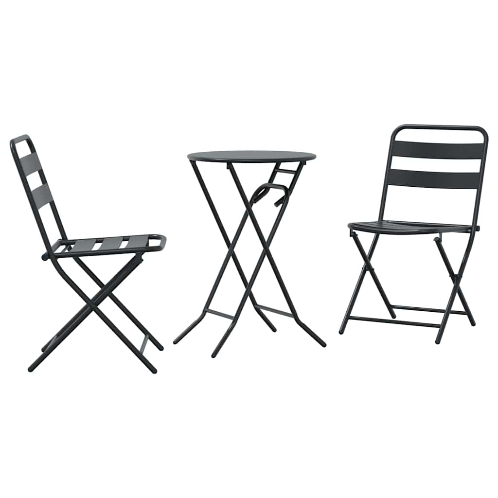 Set Bistro da Giardino 3 pcs Antracite Acciaio