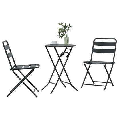 Set Bistro da Giardino 3 pcs Antracite Acciaio