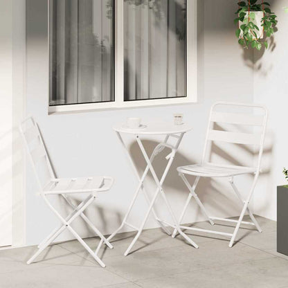 Set Bistro da Giardino 3 pcs Bianco Acciaio