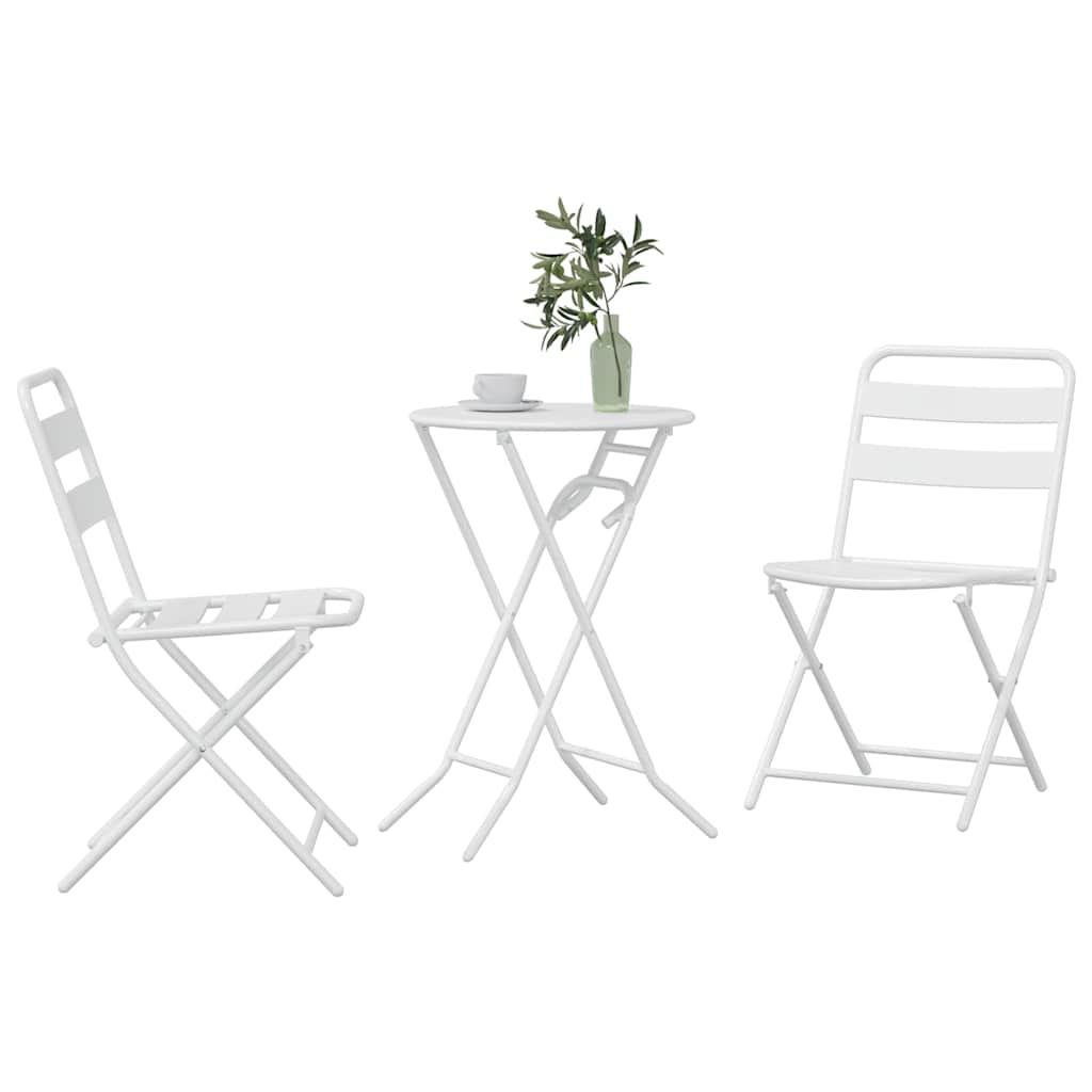 Set Bistro da Giardino 3 pcs Bianco Acciaio