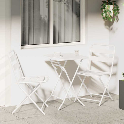 Set Bistro da Giardino 3 pcs Bianco Acciaio