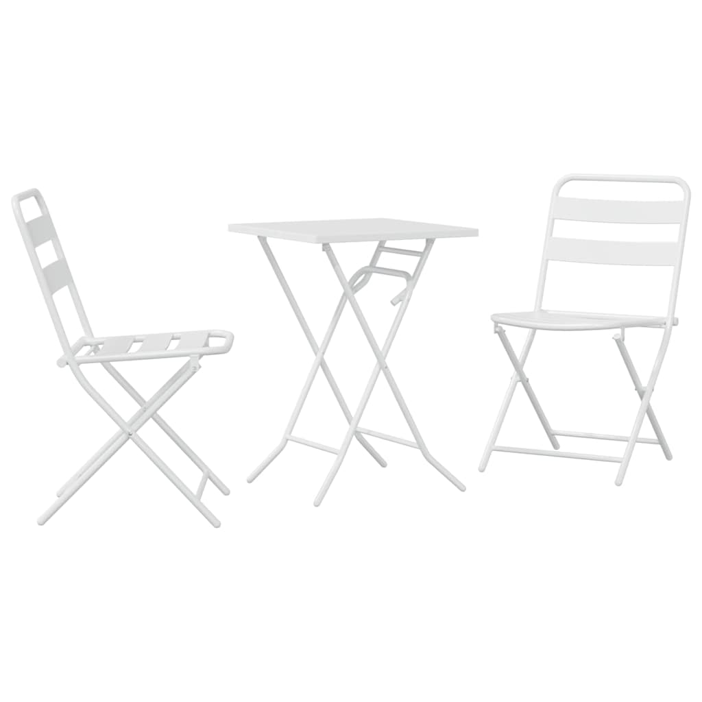 Set Bistro da Giardino 3 pcs Bianco Acciaio