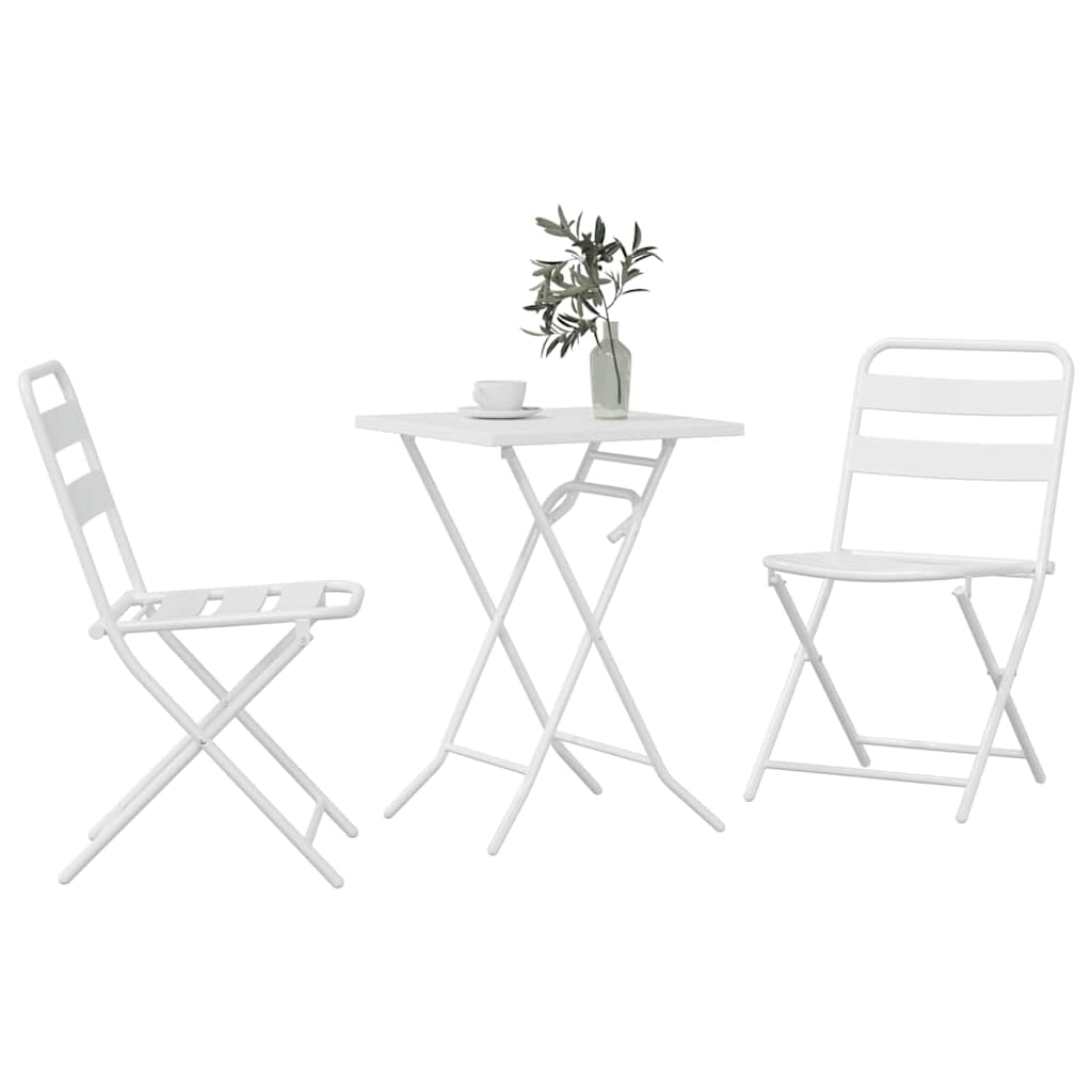 Set Bistro da Giardino 3 pcs Bianco Acciaio