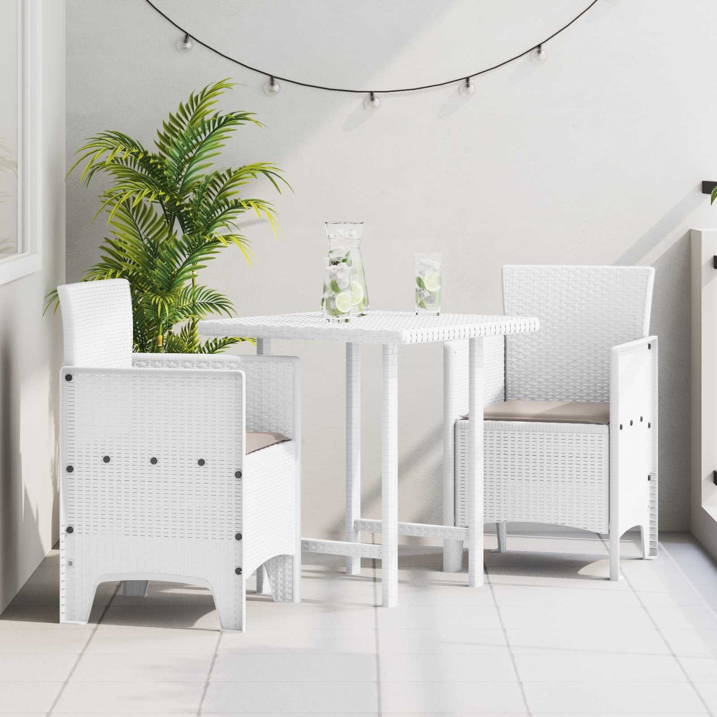 Sedia da Giardino 2 pcs Bianco 53 x 49 x 85 cm Polipropilene