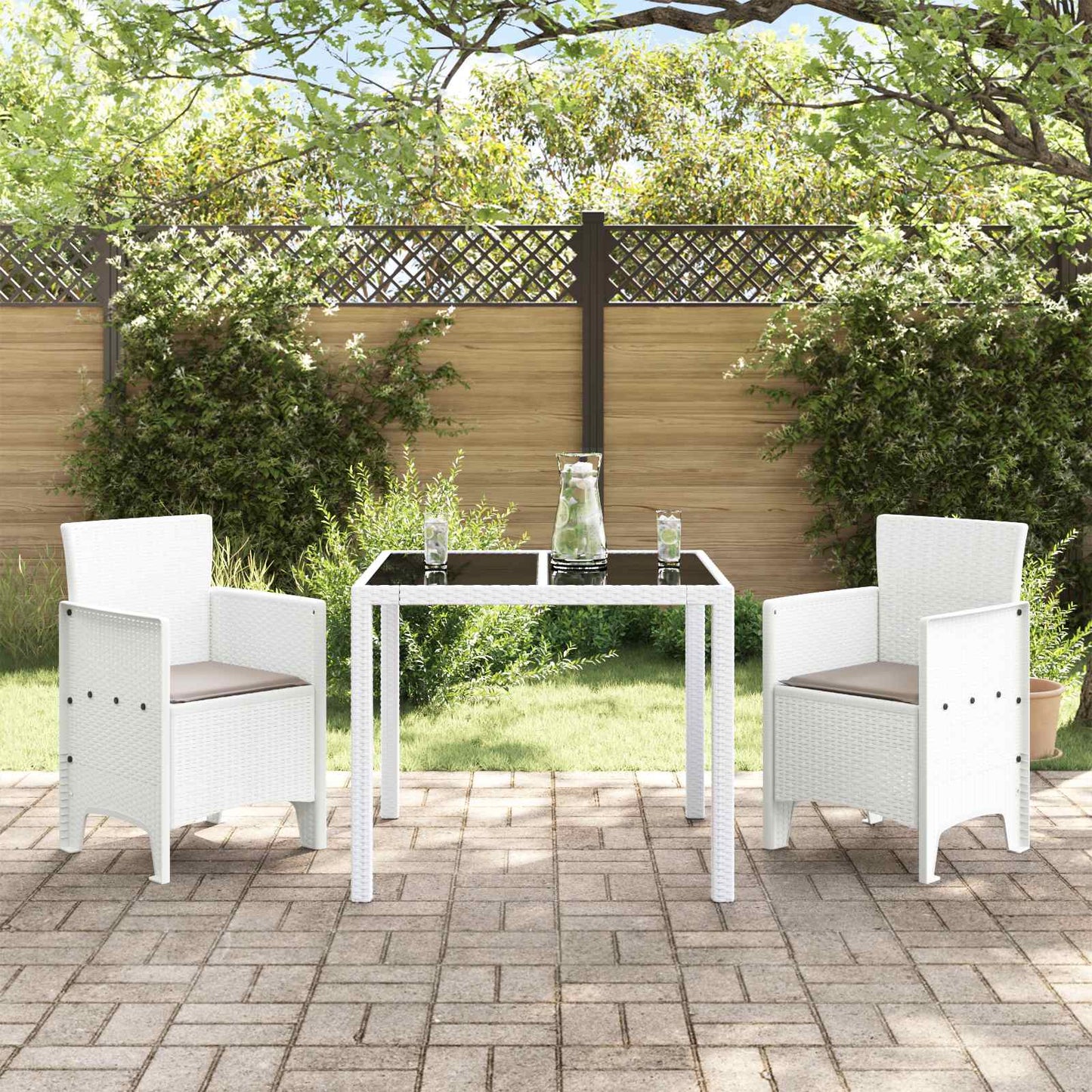 Sedia da Giardino 2 pcs Bianco 53 x 49 x 85 cm Polipropilene