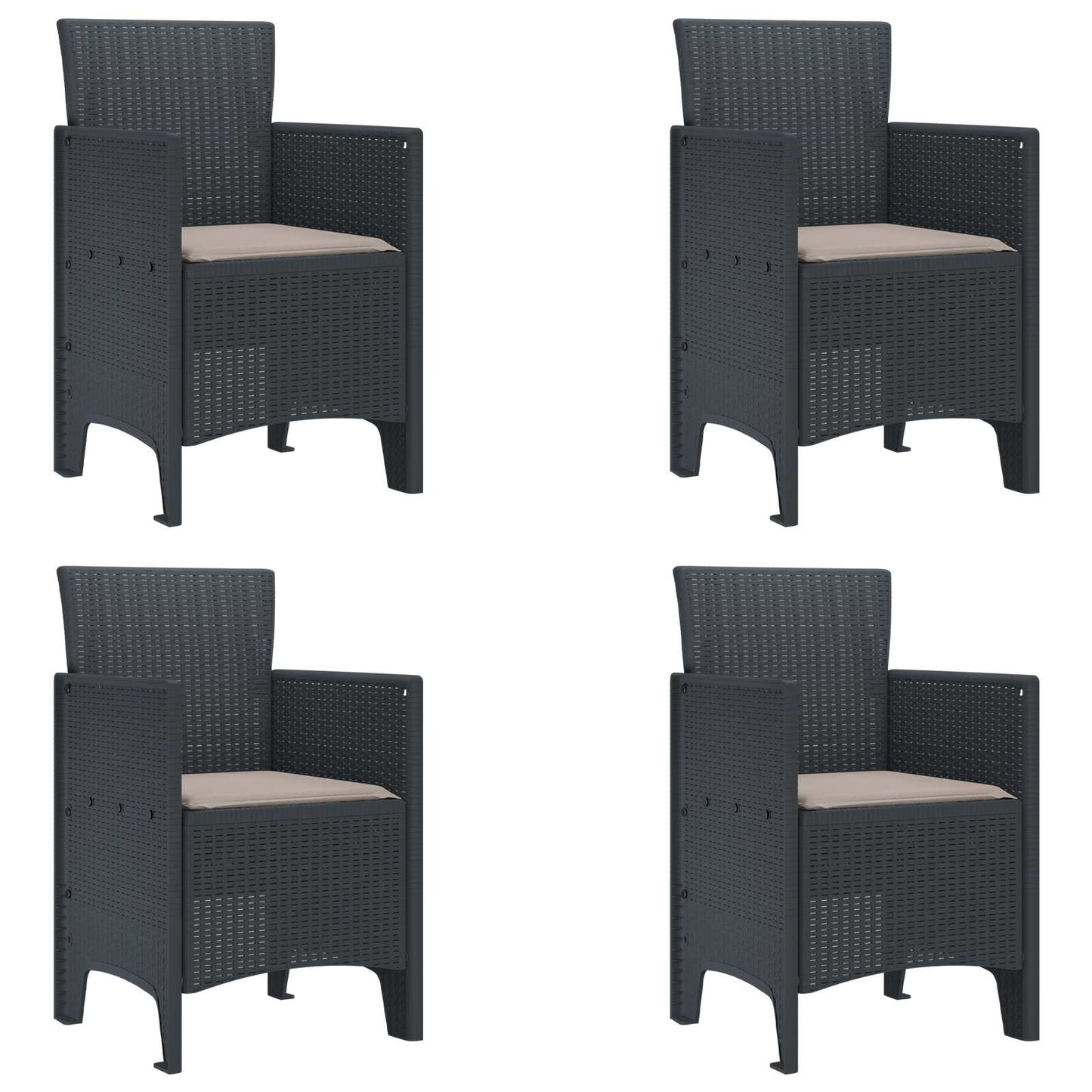Sedia da Giardino 4 pcs Antracite 53 x 49 x 85 cm Polipropilene