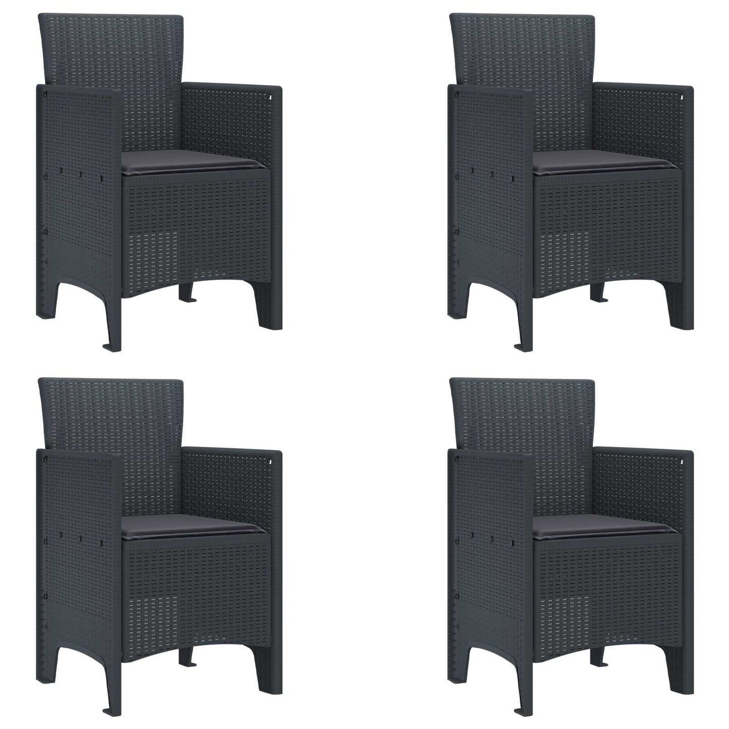 Sedia da Giardino 4 pcs Antracite 53 x 49 x 85 cm Polipropilene