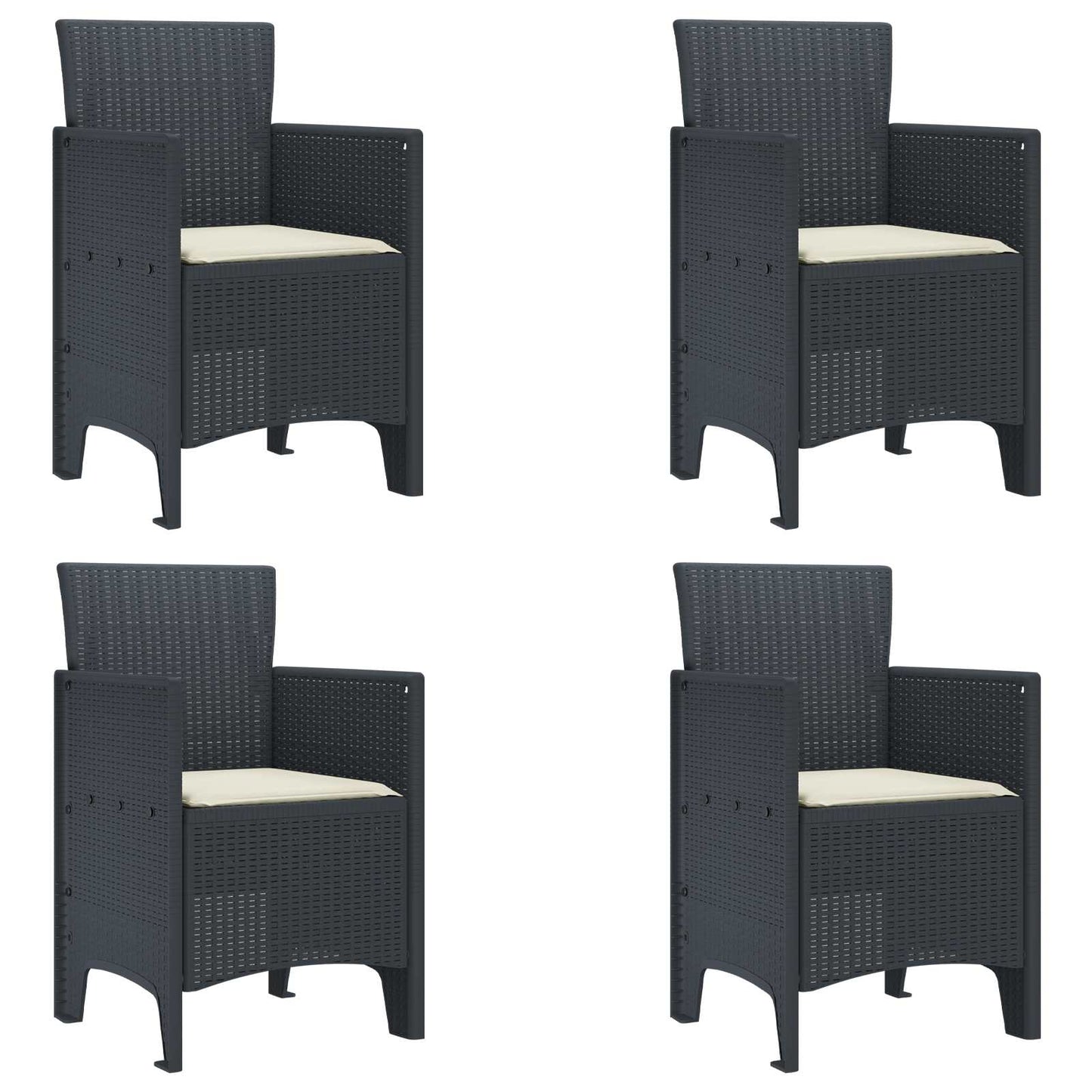 Sedia da Giardino 4 pcs Antracite 53 x 49 x 85 cm Polipropilene