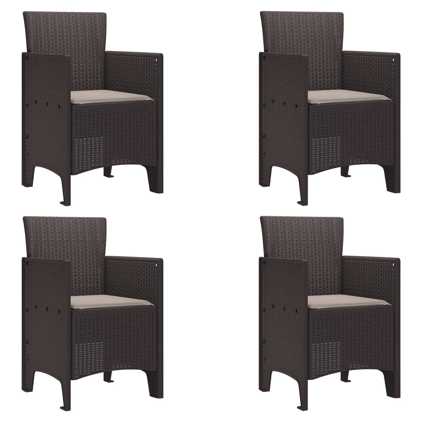 Sedia da Giardino 4 pcs Marrone 53 x 49 x 85 cm Polipropilene