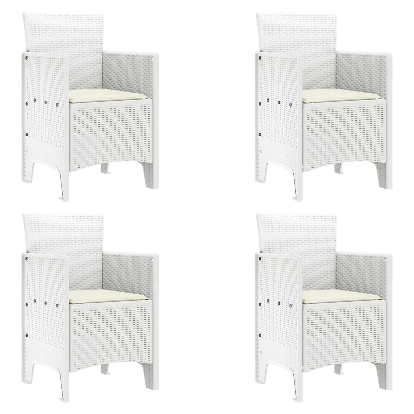 Sedia da Giardino 4 pcs Bianco 53 x 49 x 85 cm Polipropilene