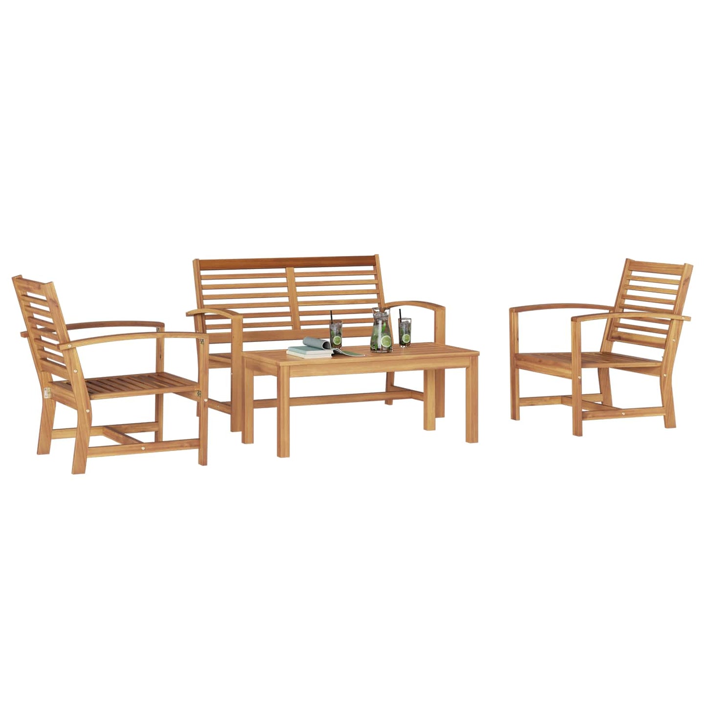Set Divano da Giardino 4 pcs Naturale Legno di teak solido