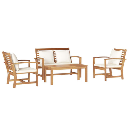 Set Divano da Giardino 4 pcs Naturale Legno di teak solido